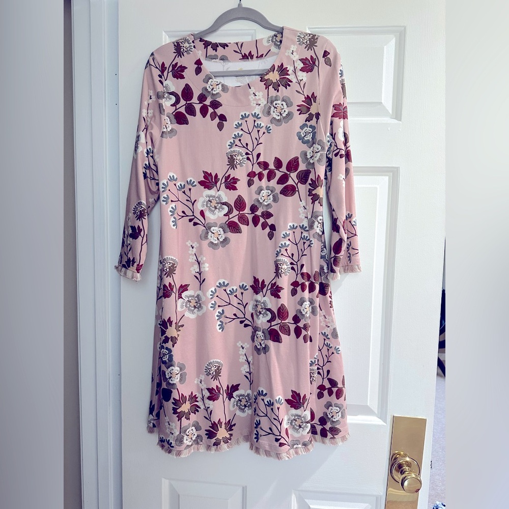 Spartina Fringed Floral Mauve Dress
